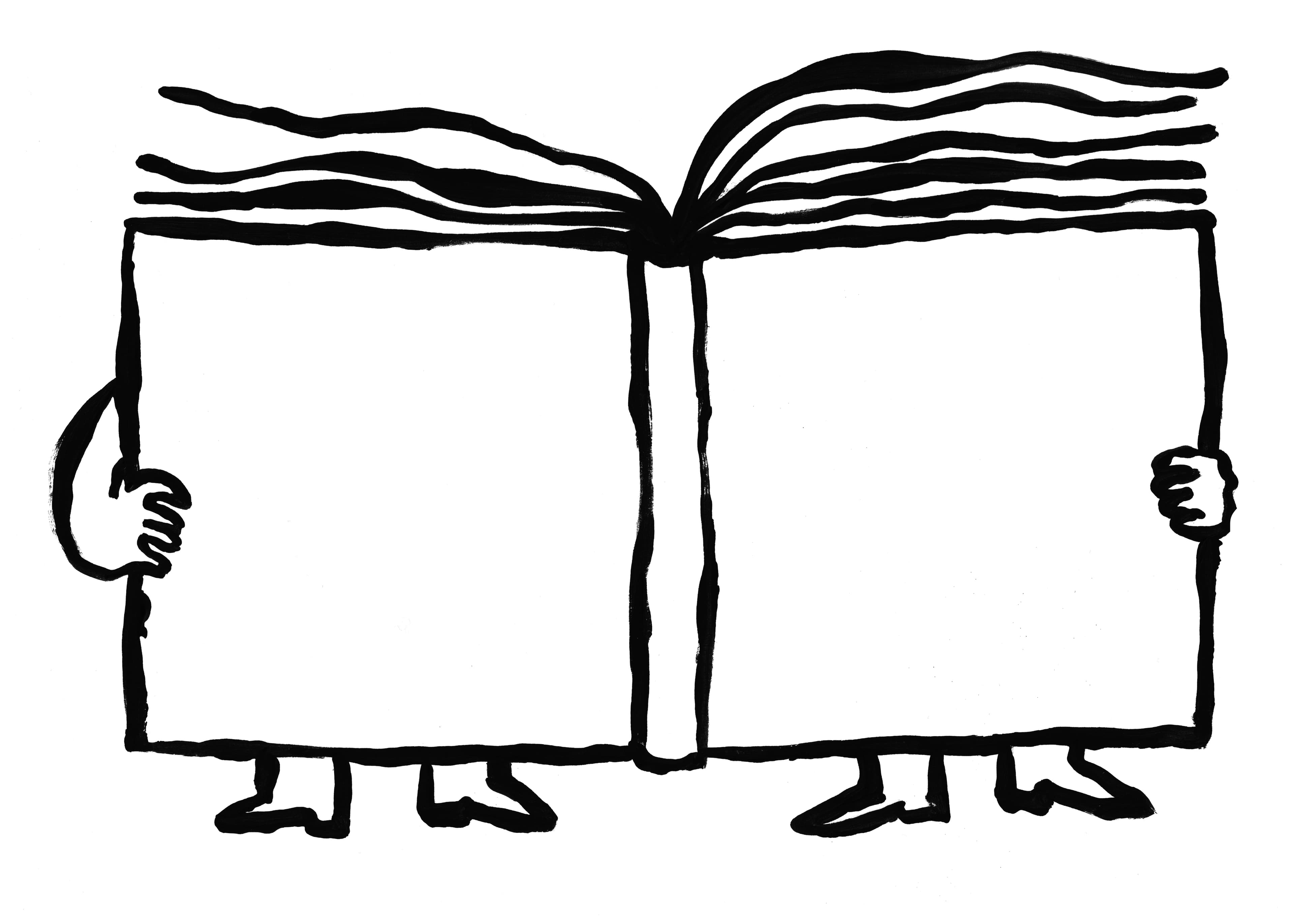 Zwei Figuren lesen in einem großen Buch