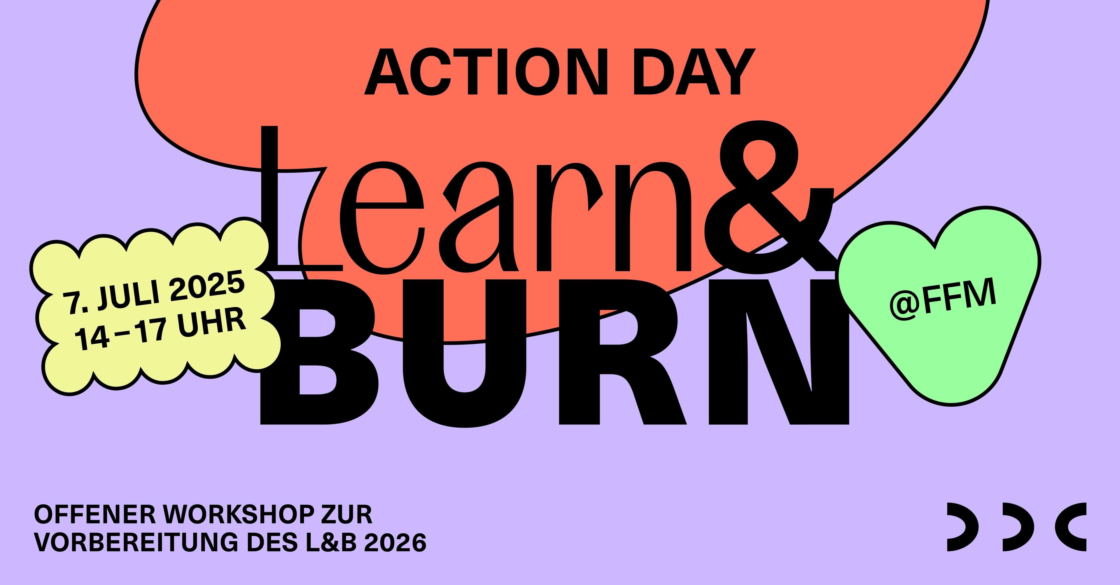 Grafik mit der Aufschrift: Action Day Learn & Burn.