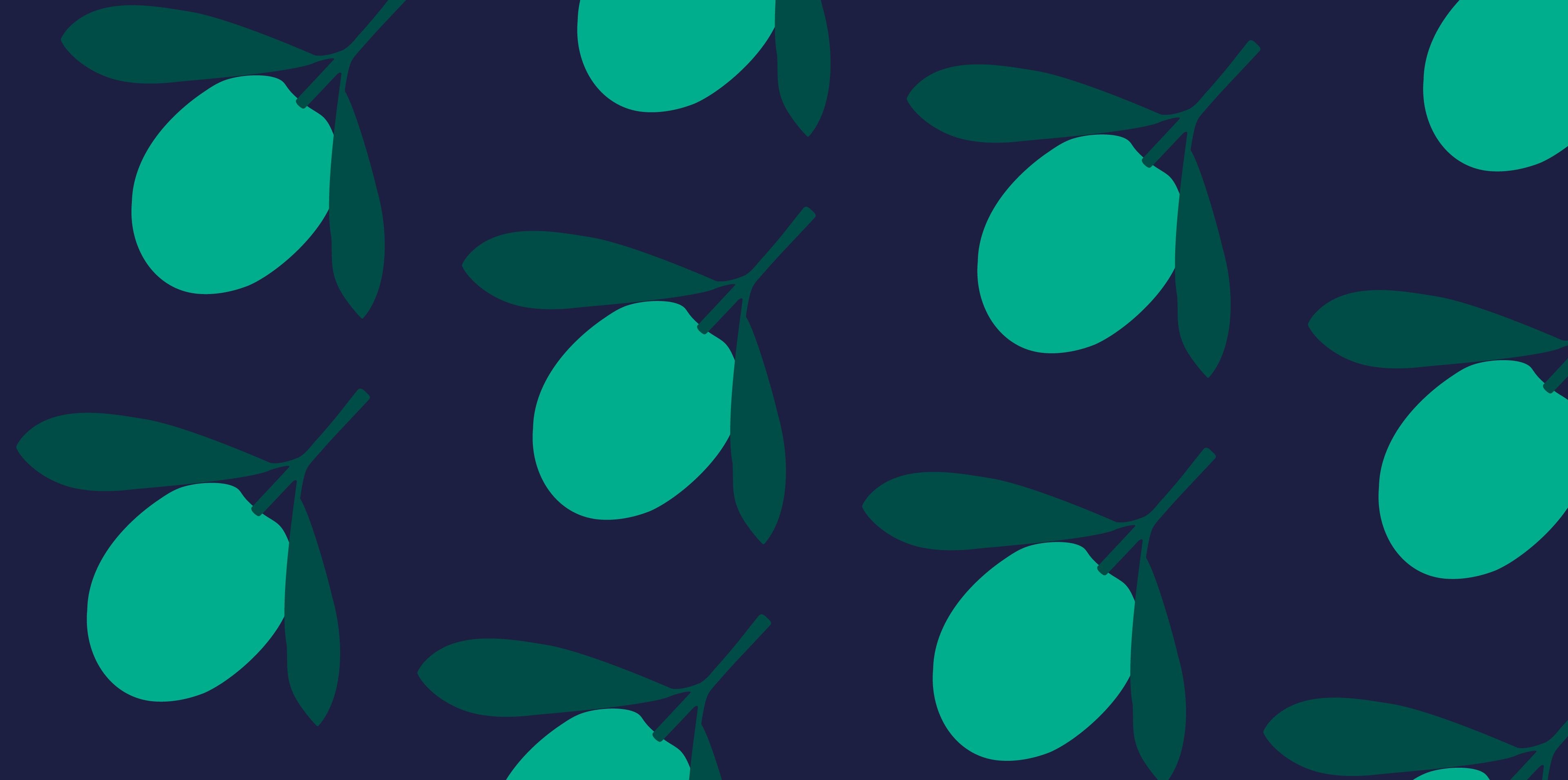 Illustration von vielen grünen Früchten