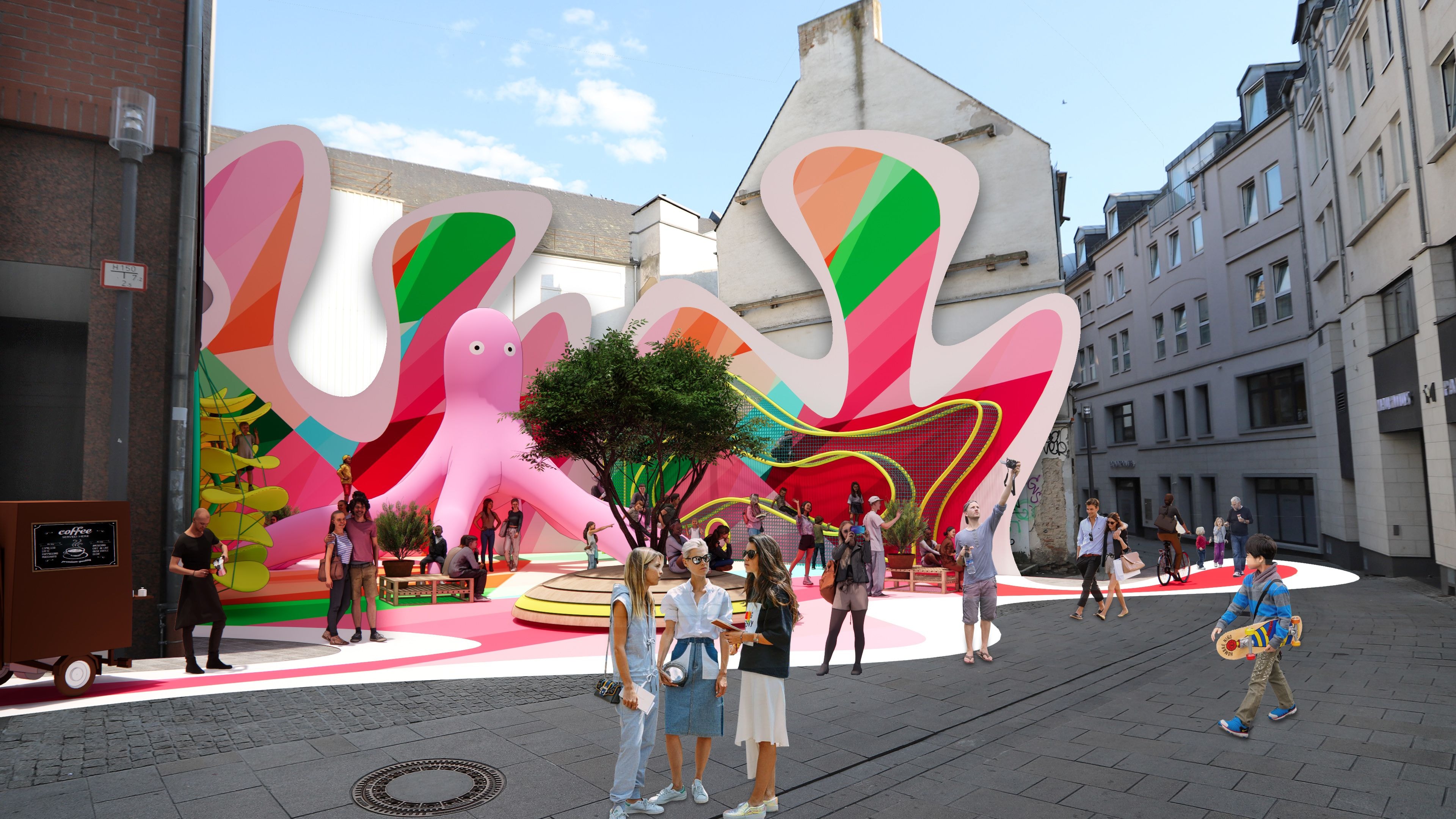 Straße mit Menschen 