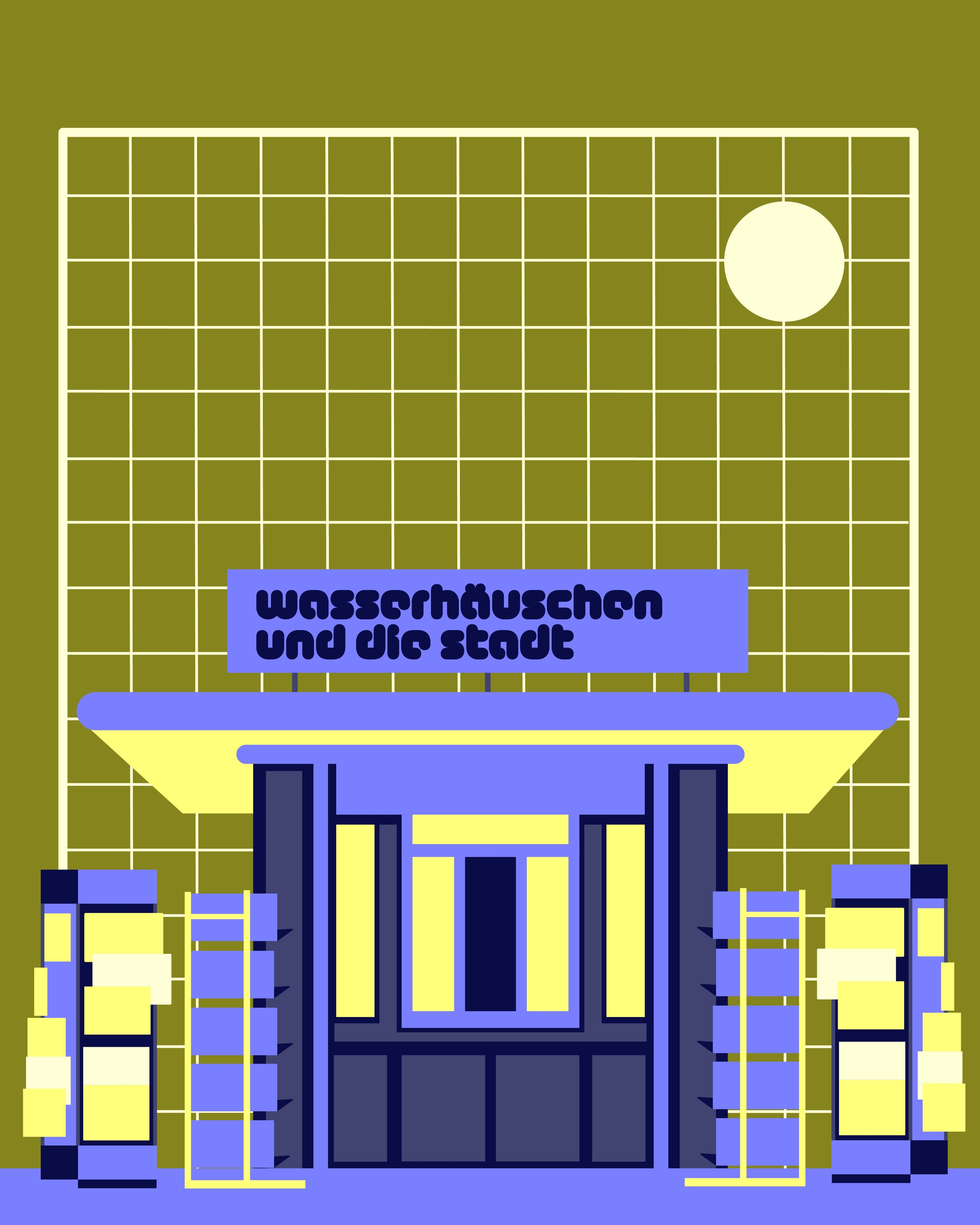 Die Illustration zeigt ein Häuschen, das durch Aufsteller auf der linken und rechten Seite ergänzt wird.