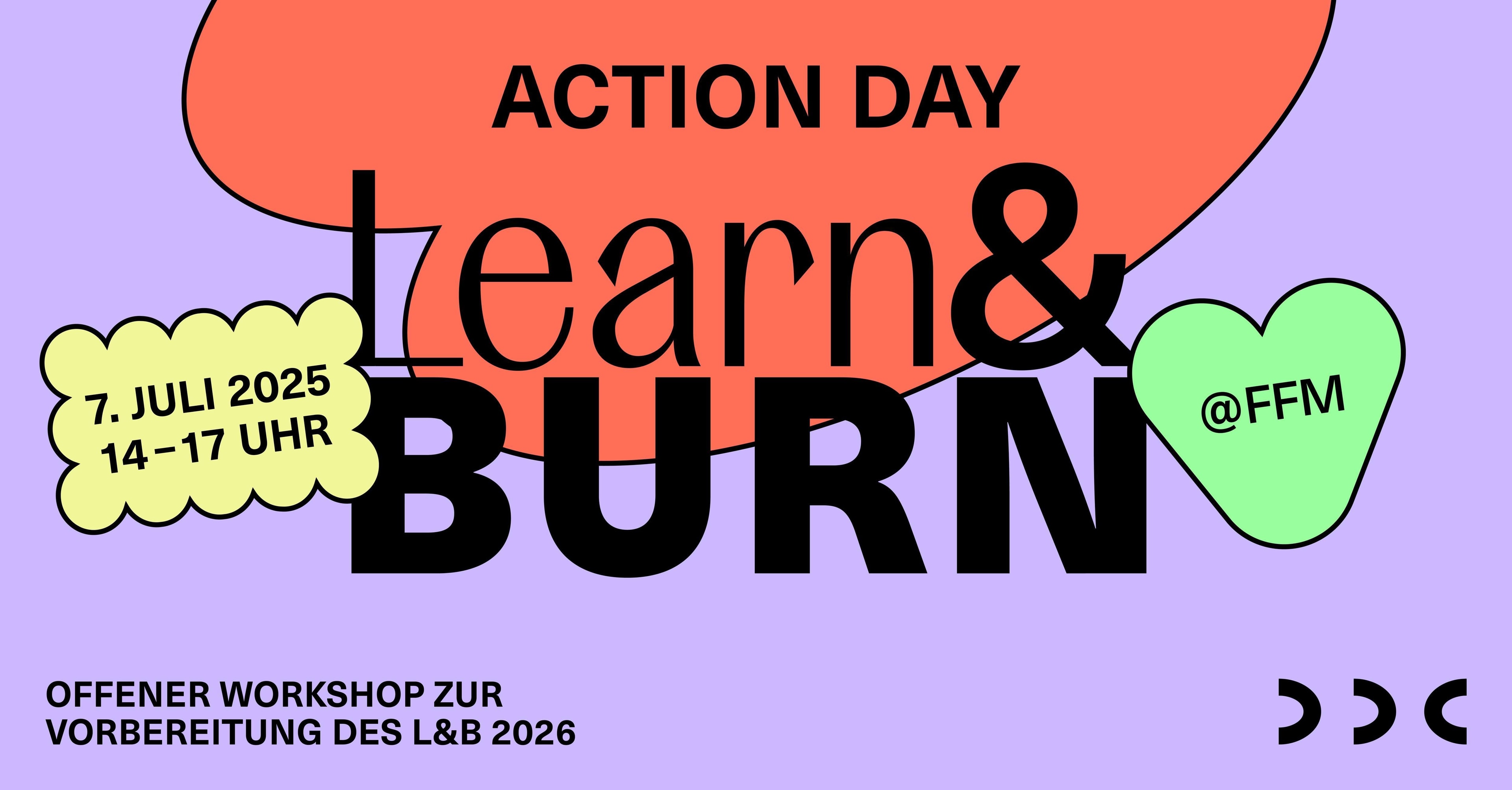 Grafik mit der Aufschrift: Action Day Learn & Burn.