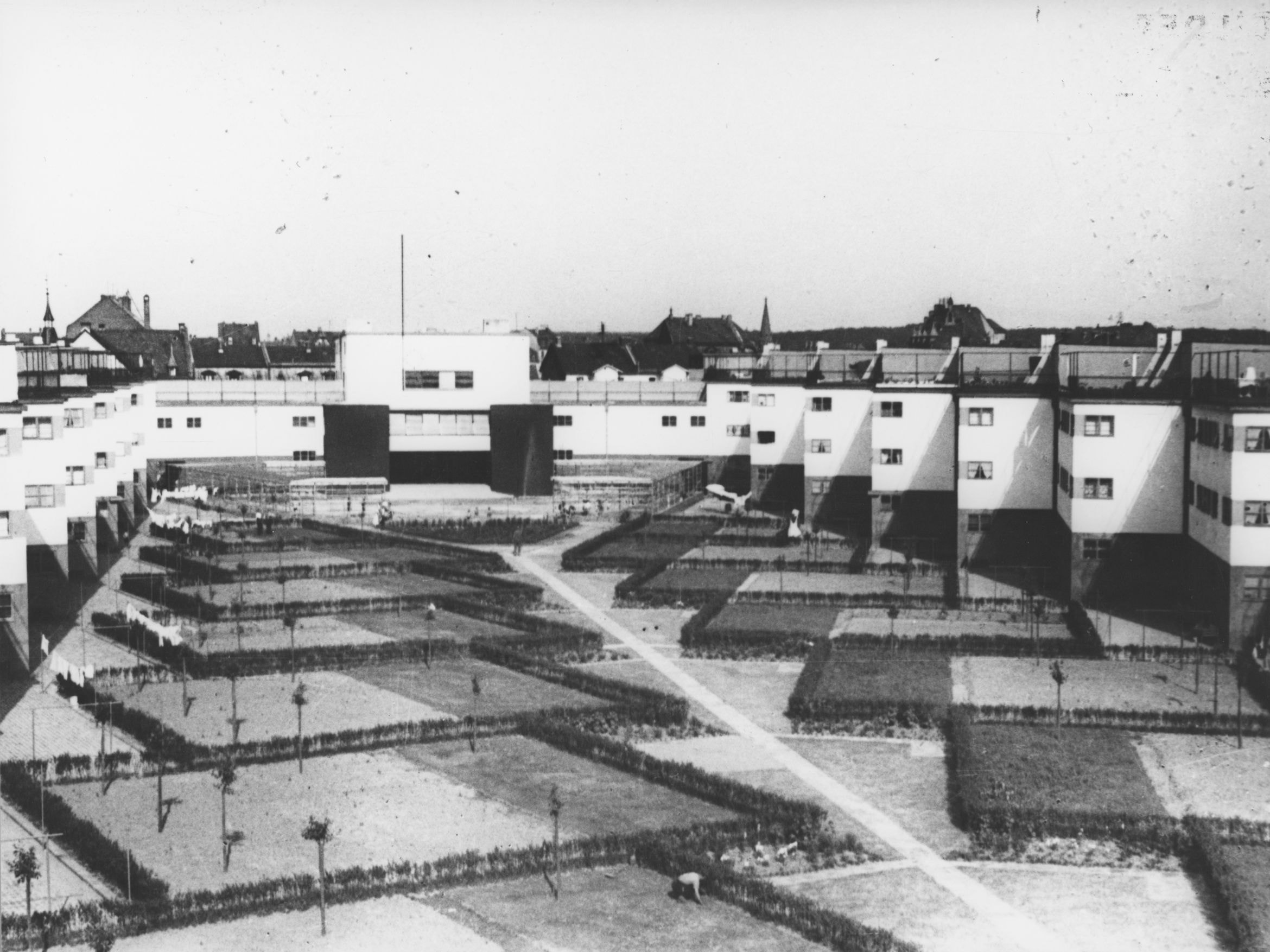 Historische Aufnahme der Siedlung Bruchfeldstraße, Niederrad, entworfen von Ernst Mey