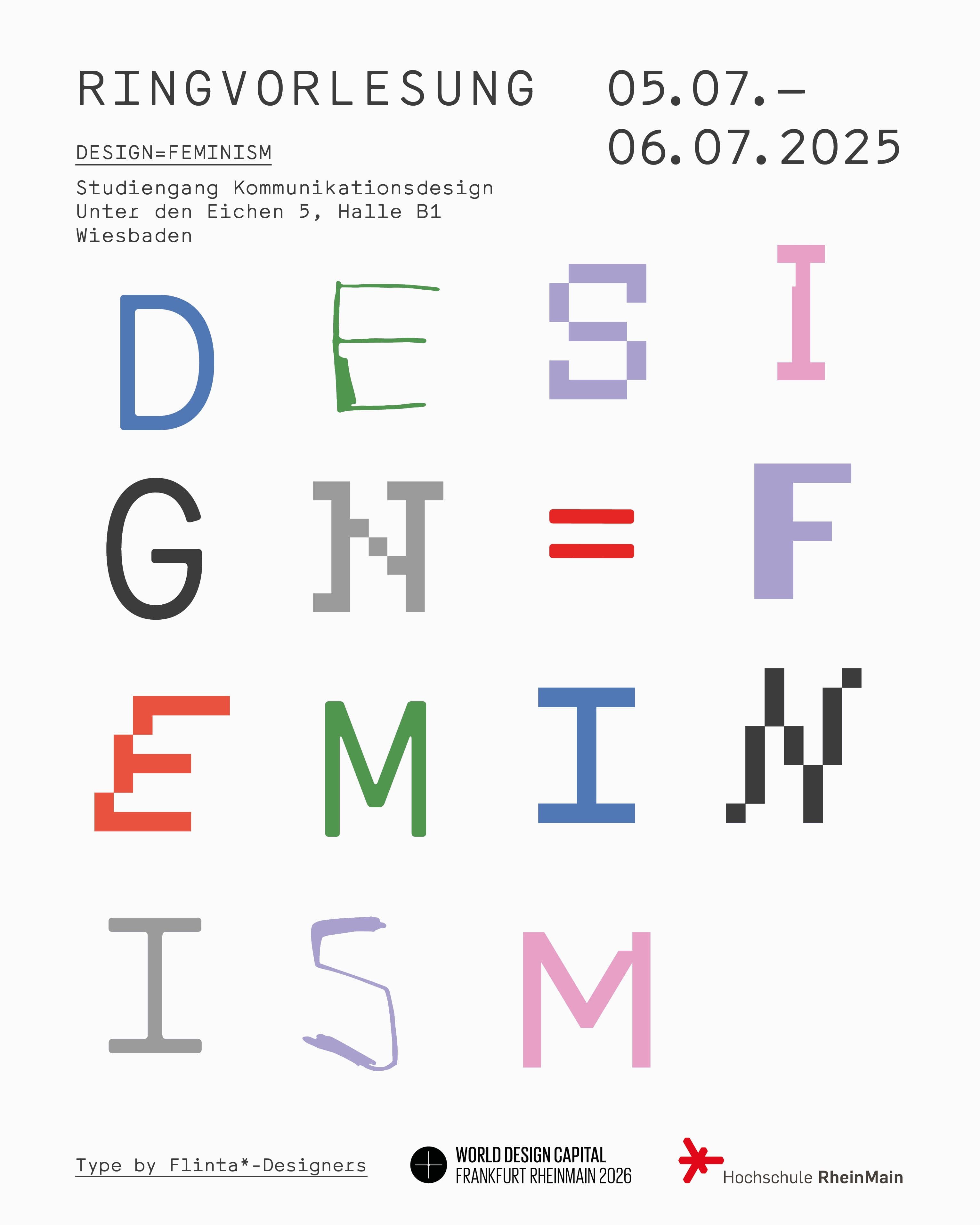 Plakat für die Ringvorlesung Design=Feminism