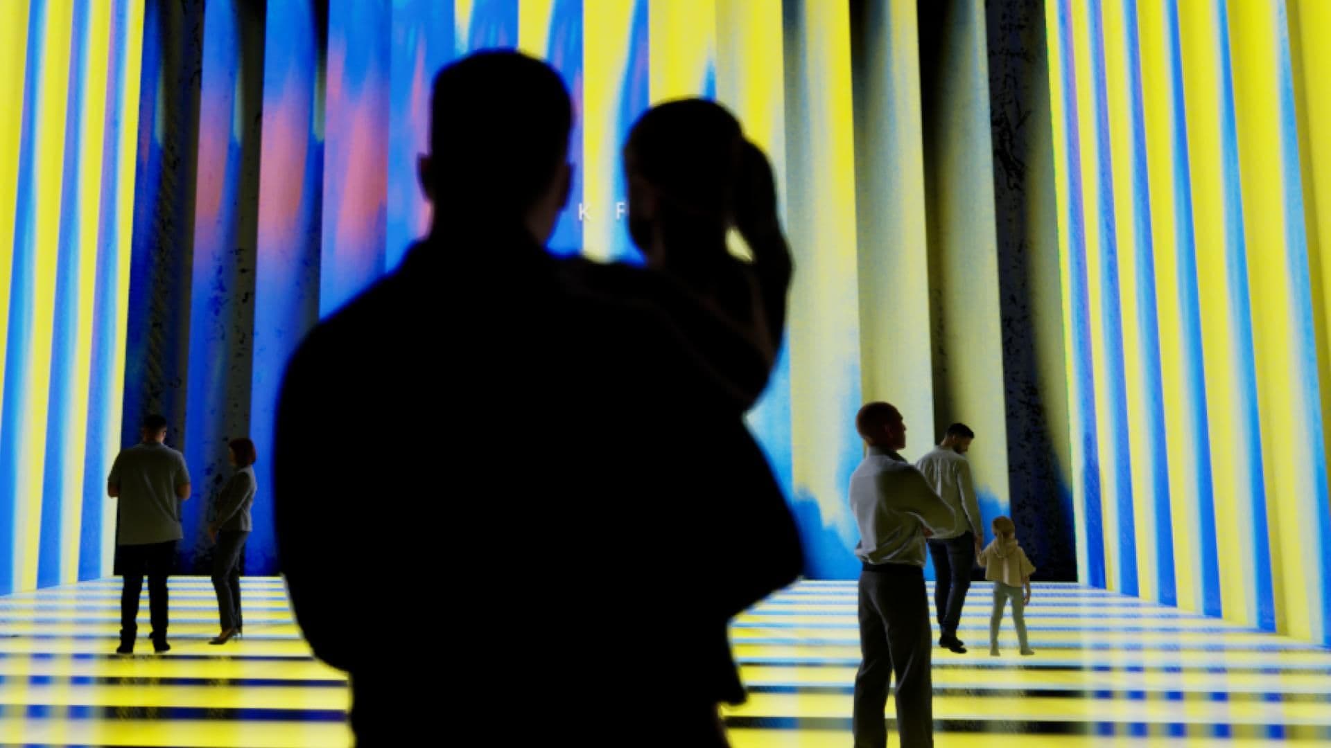 Visualisierung einer Rauminstallation mit verschiedenen Lichtspielen