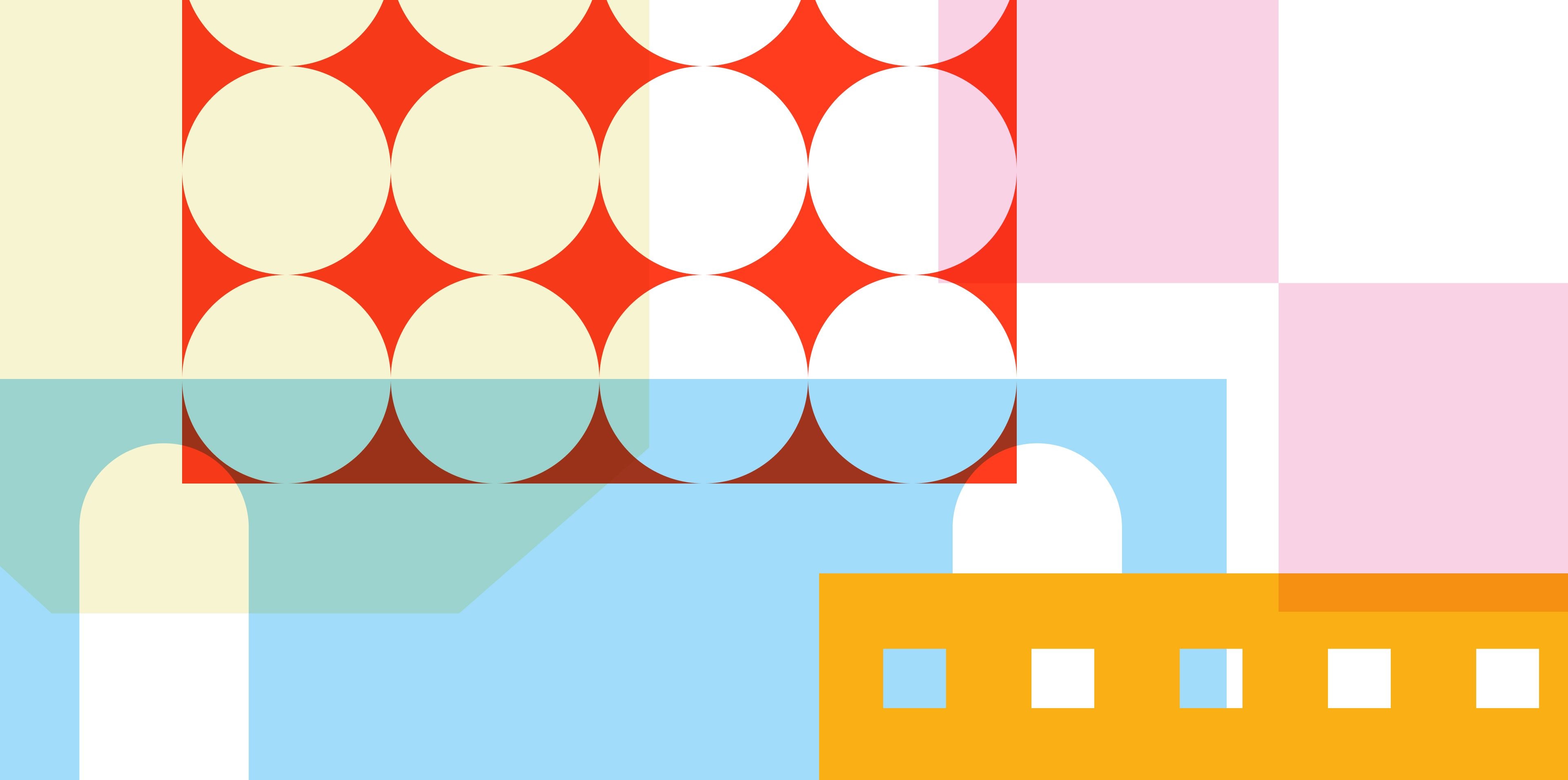 Bunte Grafik mit verschiedenen Formen und Farben.