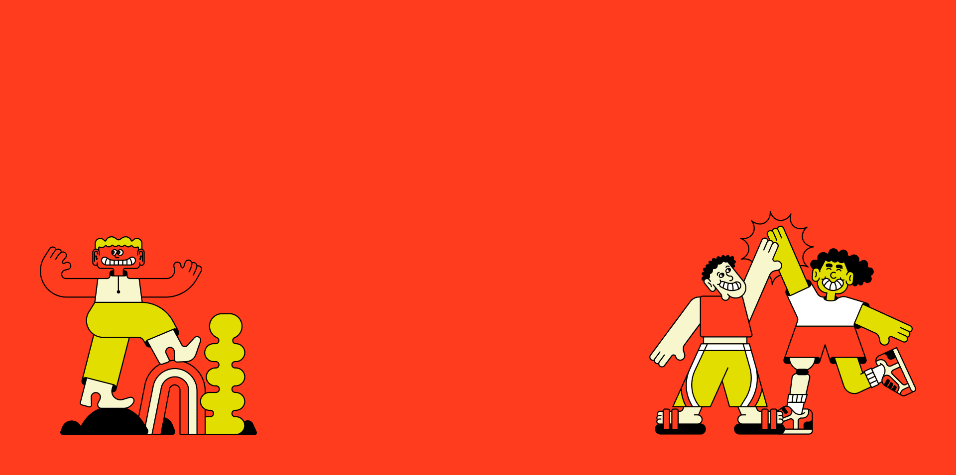 Illustration, die mehrere Figuren zeigt, die sich freuen.